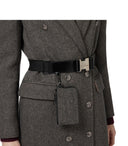 Elisabetta Franchi Taupe Double Breasted Belted Coat