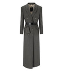 Elisabetta Franchi Taupe Double Breasted Belted Coat