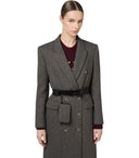Elisabetta Franchi Taupe Double Breasted Belted Coat
