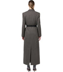 Elisabetta Franchi Taupe Double Breasted Belted Coat