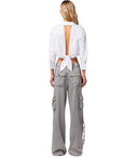 Elisabetta Franchi White Poplin Crop Shirt