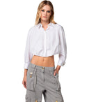 Elisabetta Franchi White Poplin Crop Shirt