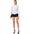 Elisabetta Franchi White Shirt With Brooch