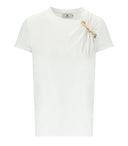 Elisabetta Franchi White T-shirt avec broche