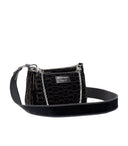 Emporio Armani Black Monogram Crossbody Sac avec chaîne