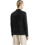Emporio Armani Black Ribbed Jacke mit Mandarinkragen