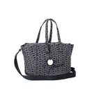 Emporio Armani Monogram Blue écru Medium Shopping Bag