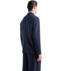 Emporio Armani Navy Blue Nadelstreifenjacke mit Mandarinkragen
