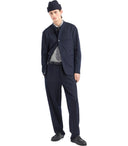 Emporio Armani Navy Blue Nadelstreifenjacke mit Mandarinkragen
