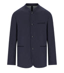 Emporio Armani Navy Blue Nadelstreifenjacke mit Mandarinkragen