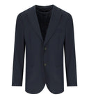 Emporio Armani Navy Blue Reste Basched Breasted Giacca con cappuccio