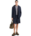Emporio Armani Navy Blue Reste Basched Breasted Giacca con cappuccio