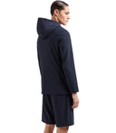 Emporio Armani Navy Blue Reste Basched Breasted Giacca con cappuccio