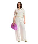 Essentiel Antwerp Dobby Green Wide Leg Trousers