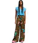 Essentiel Antwerp Faul Khaki Green Wide Leg Trousers