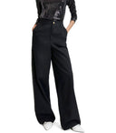 Pantalones de pierna ancha de las piernas negras de gorror de gorror