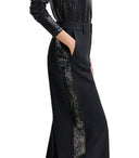 Pantalones de pierna ancha de las piernas negras de gorror de gorror