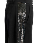 Pantalones de pierna ancha de las piernas negras de gorror de gorror