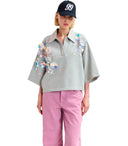 Essentiel Antwerp Harival Grey Sequins Polo Shirt