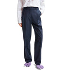 Pantalones de rayas azules de la hierba de la hierba de esencia