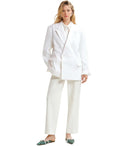 Essentiel Antwerp Hollow White Pinstriped Double Breasted Jacket