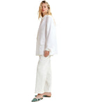 Essentiel Antwerp Hollow White Pinstriped Double Breasted Jacket