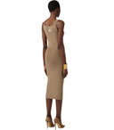 Elisabetta Franchi Beige Knitted Midi Dress
