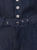 7 For All Mankind Dark Blue Wide Leg Tailored Jumpsuit Dark Rinse With Self Belt