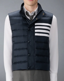 Thom Browne Lightweight Downfill 4 Bar Vest (23") In Shiny Ripstop