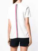 Thom Browne Relaxed Fit Kurzarm-T-Shirt mit RWB-Streifen in der Mitte hinten aus klassischem Piqué
