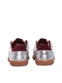 Alohas Tb.490 Grain Shimmer Silver & Burgundy Leather Sneakers Altezza Tacco 2 Cm