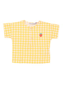 Bobo Choses Pixel Strawberry Vichy Woven Bluse