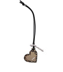 Ganni Bou Heart Leopard Print Charm