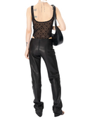 Marine Serre Moonogram Mesh Flock Squareneck Bodysuit