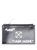 Porta carte con cerniera Jitney Off White Citazione Nero Wh