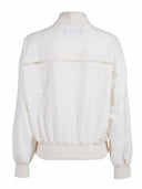 Bomber Fabiana Filippi Collo Alto In Frescolana Tecnico, Finiture In Maglia Color Burro