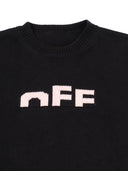 Off White Type Logo Knit Crew Black Soft Pink