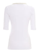 Fabiana Filippi Ribbed Jersey U Neck Short Sleeve T Shirt, Contrast Collar