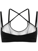 The Attico Mesh Panel Criss Cross Top