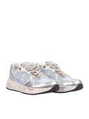 Premiata Weiße Turnschuhe Mased Hellblau