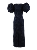 Rotate Jacquard Midi Puff Dress Sky Captain (Dark Blue) (Slim Fit)