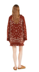 Alanui Bandana Jacquard Cardigan Brick Red Mult