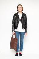 La Rose La Rose Leather Shopping Bag Chestnut Brown