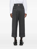 Thom Browne High Waisted Straight Leg Trouser In Organic Cotton Canvas
