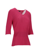 La Rose La Rose V Neck Cash/Silk Hot Pink