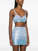 Parosh Iridescent Sequin Cropped Top