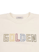 Golden Goose Golden Unisex Crew Neck Sweatshirt Blend Cotton Fleece With Patch Fancy Stitch Application