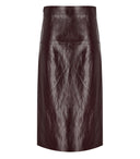 Federica Tosi Burgundy Leather Effect Midi Skirt