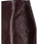 Federica Tosi Burgundy Leather Effect Midi Skirt