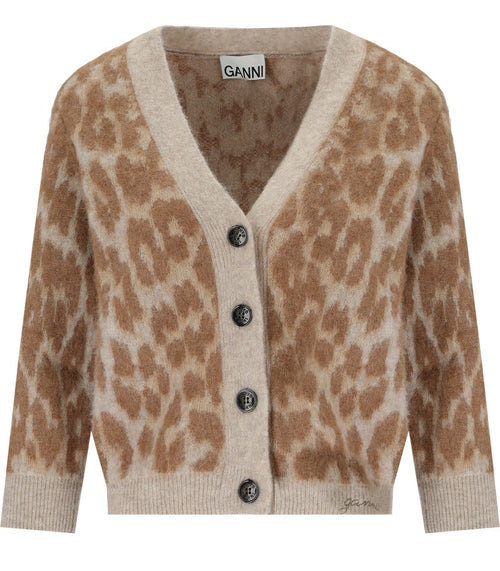 Ganni Animal Print Jacquard Cardigan